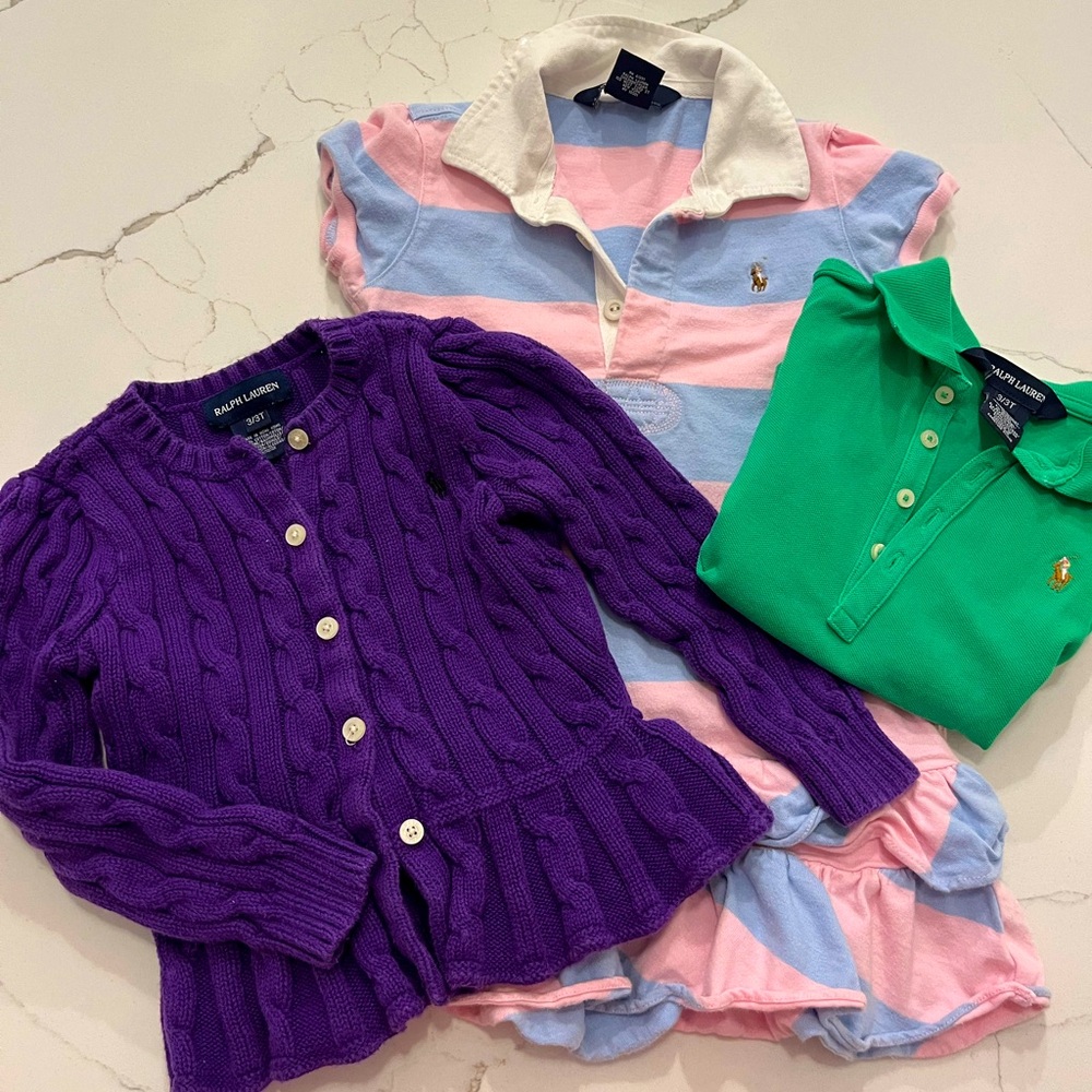Ralph Lauren girls 3T lot (Polo dress, peplum cardigan & polo shirt)